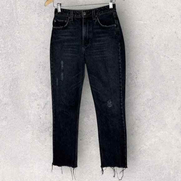 Reformation Julia High Cigarette Jeans Pacific Black Womens Size 25 Denim Raw - Picture 3 of 15